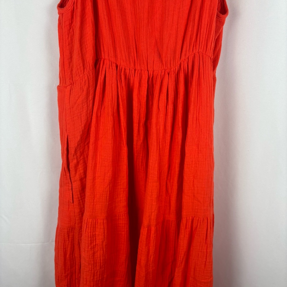 NWT Chelsea & Theodore Bold Orange Tiered Midi Dress, Large - Picture 10 of 12
